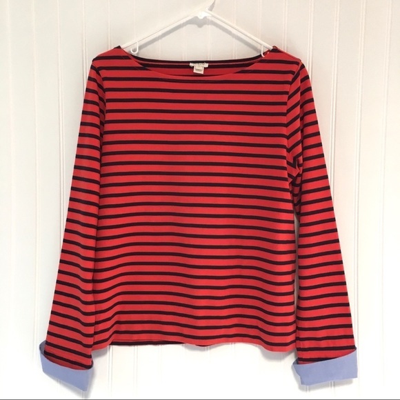 J. Crew Long Sleeve Top With Contrasting Cuffs - Picture 1 of 11